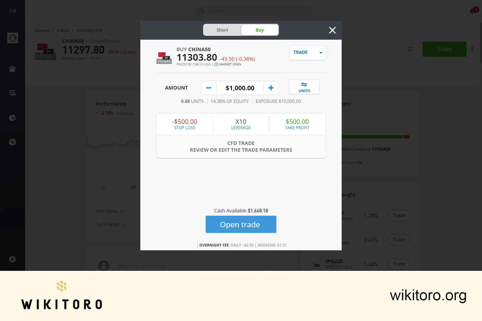 Buying FTSE China A50 on eToro