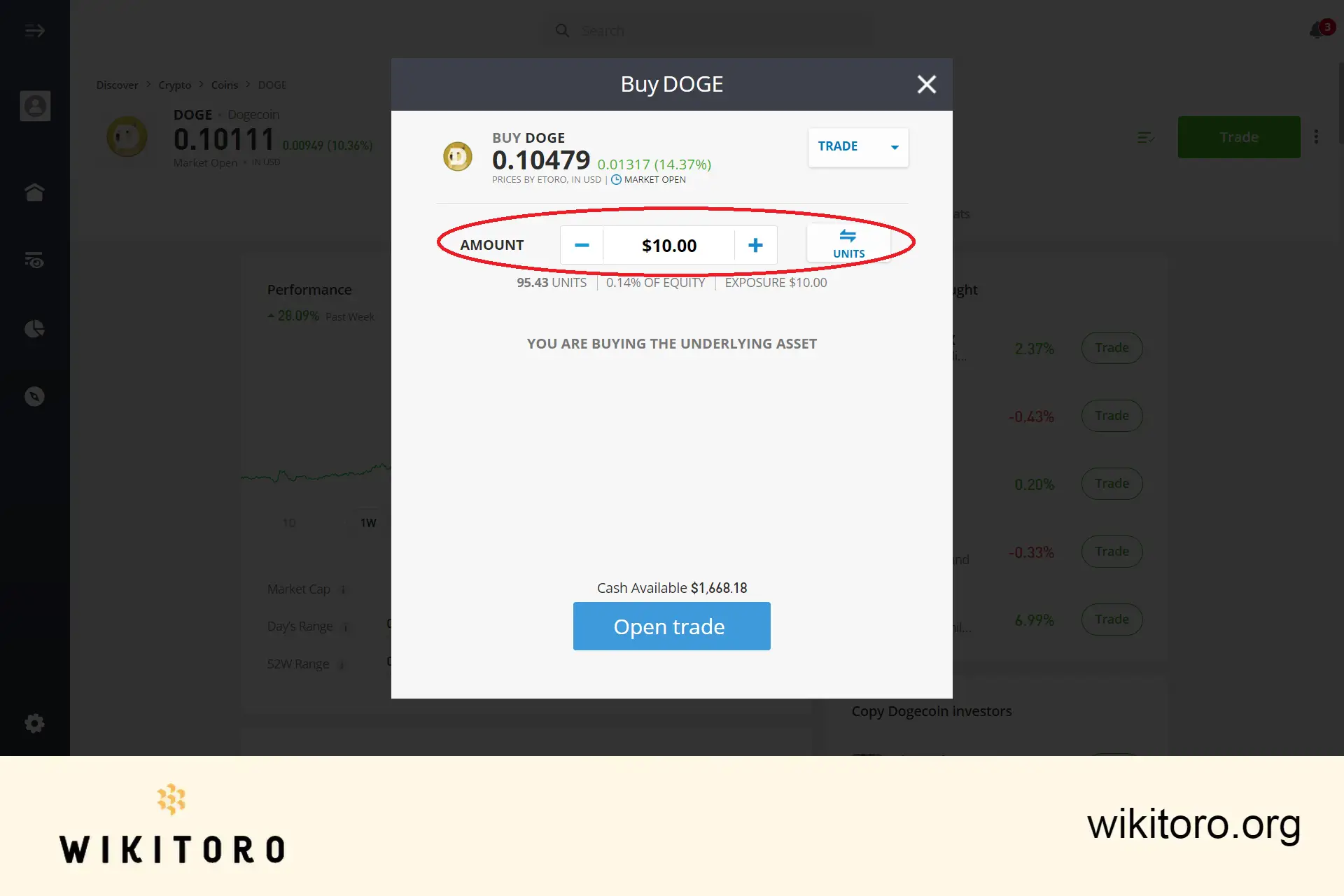 Dogecoinin ostaminen eTorolla 