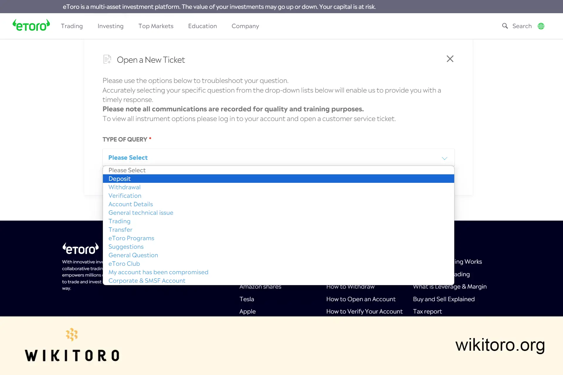 Uuden eToro-lipun avaaminen